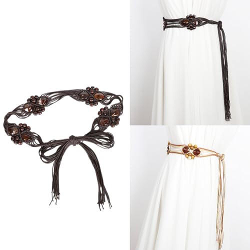 Womens Tassels Braided Waist Belt Skinny Woven Belt for Dress Girls Waist Thin Rope Waistbands Dress Accessories2