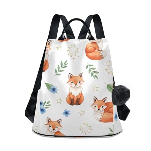 Sac à dos femme motif renard floral finitions soignées style décontracté
