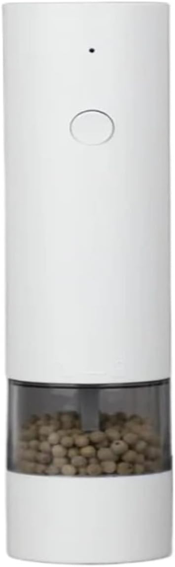 Electric Salt and Pepper Grinder White Automatic Rechargeable Adjustable Coarseness Large Capacity Spice Kitchen Tool(Style 2pcs)