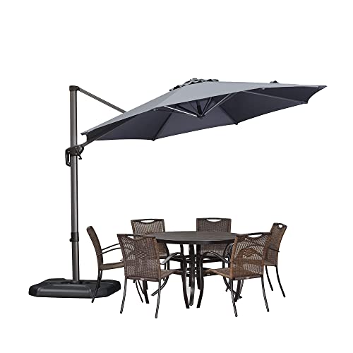 PURPLE LEAF 300 cm Sonnenschirm groß Ampelschirm Rund 360-Grad drehbar mit Fußpedal und...