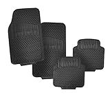《Material》:Alfombra de coche hecho de goma sin ningún olor terrible. Puede funcionar en condiciones extremas y protege la alfombra de tu vehículo contra la lluvia, la nieve, el granizo,la arena,la tierras, el barro y otros residuos. También una gran protección contra el pelo del gato o perros y otros mascotas.