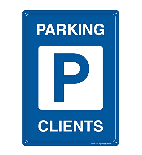 AUA SIGNALETIQUE - Panel de señalización de PVC rígido y compacto de 1,5 mm. (121 x 170 mm, Parking para clientes)