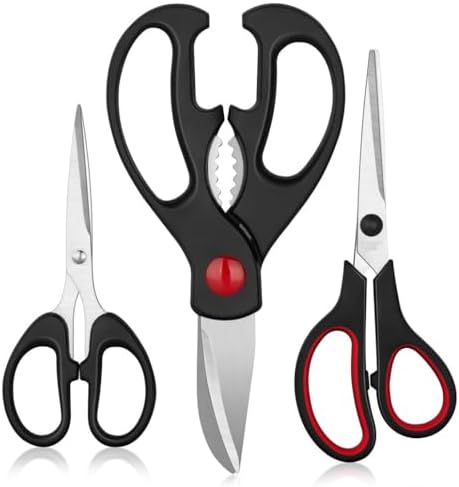 Kitchen Shears Set - QtoiKce Kitchen Scissors 3 Pack All Purpose Poultry Shears,Stainless Steel Sharp Utility Cooking Scissors for Home - 2