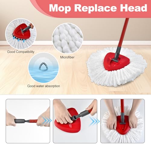Image of Mop Replacements Heads& Handle Scrub Brush and Mop Base Combo Set Compatible with Ocedar ,3 Microfiber Mops Head, 4-Section Iron Stick 30-58in,1 Scrub Brushs and 1 Mop Base