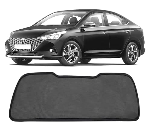 Image of Autofact Dicky Curtain for Verna 2017-2022 | Custom Fit Rear Windshield Sunshade | Foldable Mesh | Privacy & Cooling Car Accessory | Car Rear Sun Shade UV Block Easy Install Durable Black Mesh