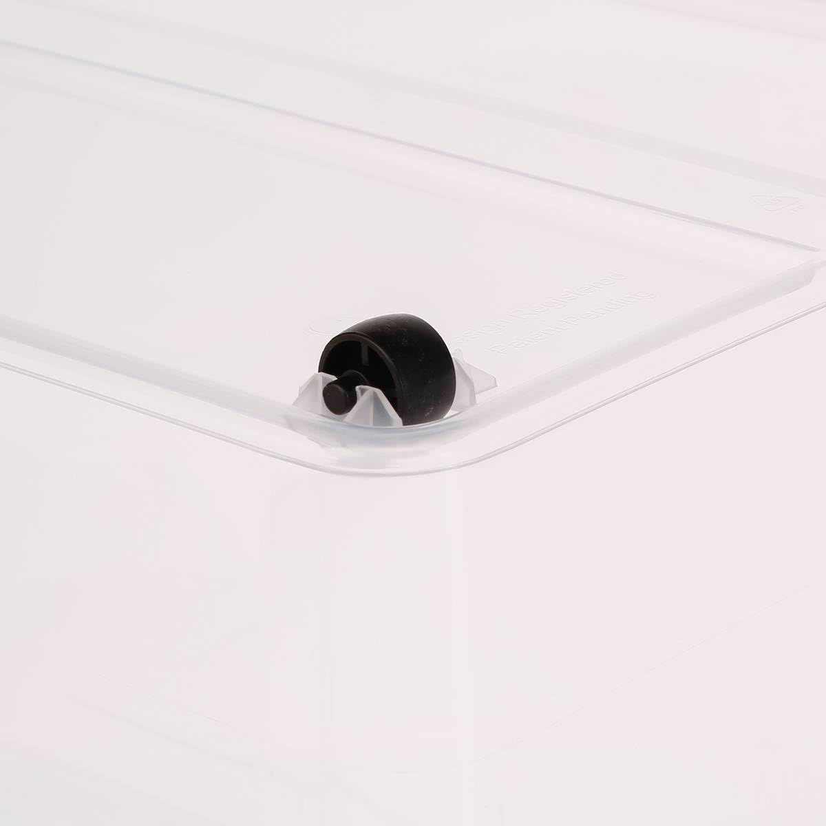 AC-Deco - Scatola in plastica trasparente 60 l, con ruote