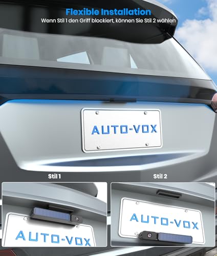 AUTO-VOX 5' Solar Rückfahrkamera Kabellos Set, 3 Mins DIY Installation Akkubetrieben, IP69K...