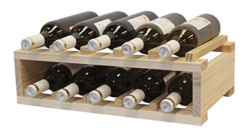 Expovinalia Stapelbares Flaschenregal für 10 Flaschen aus Natur lackiertem Holz, one Size Cover