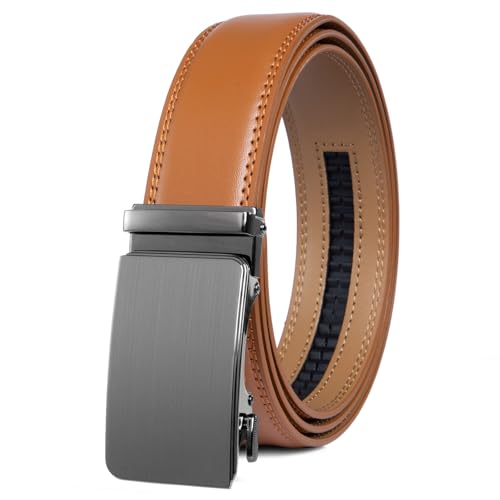 Image of Founders & C Men's Ratchet Belt 1 3 /8 inch,Leather Dress Belt Adjustable with Click Sliding Buckle Trim to Exact Fit