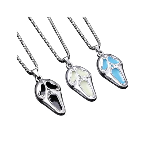 Merchandise Punk Style Cool Mens Women Stainless Steel Skeleton Halloween Skull Coffin Luminescence Pendant Necklace (Color : Green,Blue,Steel,Size : 1.77in)