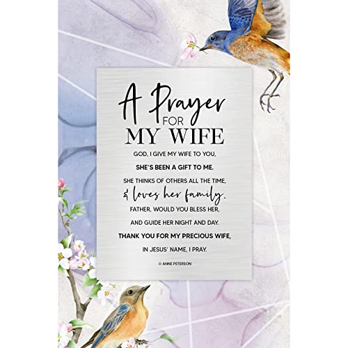 DEXSA Wife Wood Plaque - Made in the USA - 6x9 - Classy Vertical Frame Wall & Tabletop Decoration | Easel & Hanging Hook | A Prayer for my Wife - God, I give my wife to you, she's been a gift to me