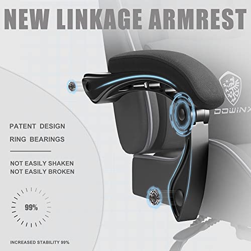 Dowinx Gaming Chair Fabric With Pocket Spring Cushion, Massage Game Chair Cloth With Headrest, Ergonomic Computer Chair With Footrest 290Lbs, Black #TOP5