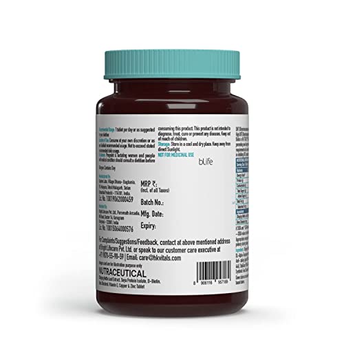 Kavir HK Vitals DHT Blocker with Biotin, Stinging Nettle and Soya Protein, Helps Reduce Hair Fall, Stimulates Hair Growth, Pack of 60 Tablets