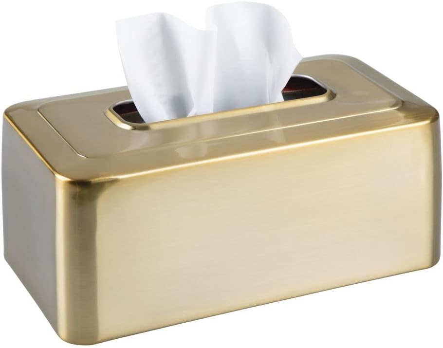 mDesign Metal Modern Tissue Box Cover Decorative