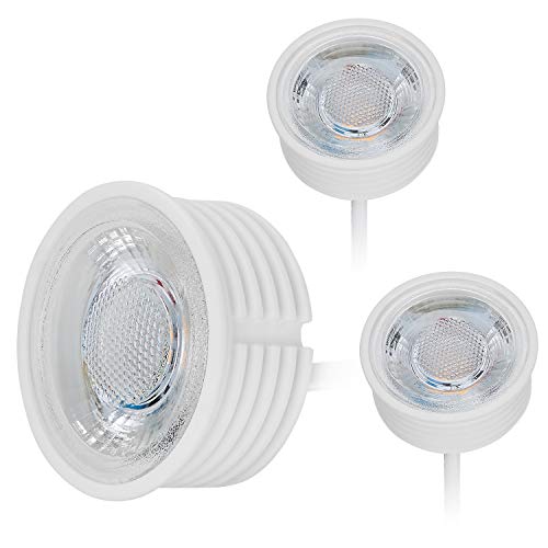 HCFEI Pack de 3 módulos LED de cerámica Slim 230 V regulable   3 W 320 lm 38°   Profundidad de montaje 22 mm   Reemplazo para MR16 GU10   para techos bajos   Blanco cálido (3000 K)
