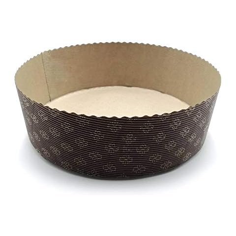 Erre4m Low Panettone Mould, Made of Paper, Brown, Available in 3 Sizes, Set of 10 High Panettone Shapes (750g) Cover