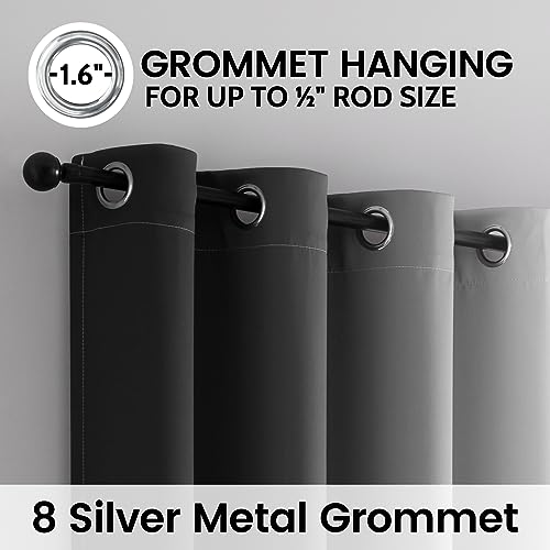 Image of SimpleHome Ombre 100% Blackout Curtains for Bedroom, Full Light Blocking Black and Greyish White Curtains, Thermal Insulated Grommet Window Drapes for Living Room,2 Panels, 52x72 inches Length