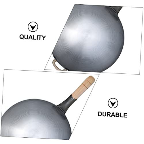 Wok de hierro antiadherente con mango de madera 12 pulgadas miniatura 6
