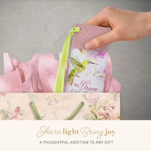 Image of Christian Art Gifts Faux Leather Scripture Bookmark: Grace is Sufficient