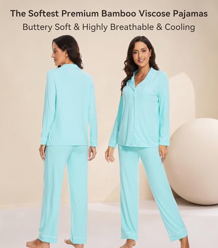 Image of WiWi Viscose from Bamboo Women's Pajamas Set Super Soft Button Down Top and Pants Sleepwear Cooling Pjs S-3X