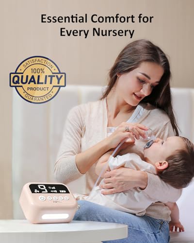 Image of HEYVALUE Nasal Aspirator for Baby, Hospital Grade Nose Sucker with 9 Levels Suction, Night Light and Nursery Rhyme Soothing, Electric Nose Suction for Baby with Food-Grade Silicone Tips Pink