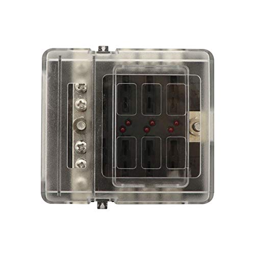 Yorten Suporte de bloco de caixa de fusível de lâmina de 6 vias LED indicador de alerta para barco d