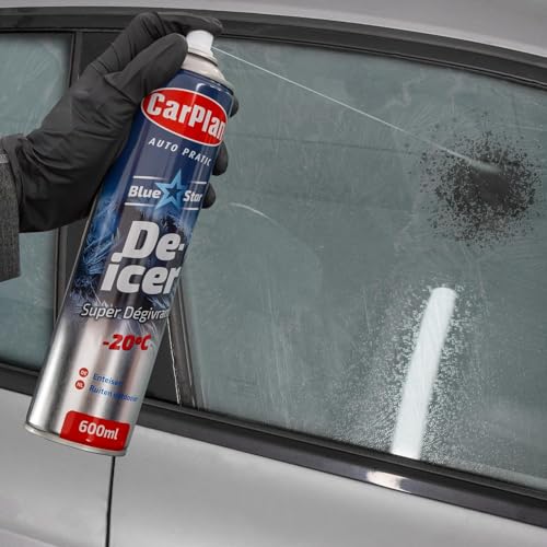 Image of CarPlan Blue Star De-Icer Spray, 21 fl oz [Pack of 12] Fast-Acting Aerosol Defroster for Car Windshield and Windows, Works in Extreme Cold -20C