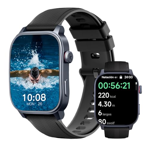 Kieslect Smart Watch for Men Women Black, 2.1" AMOLED HD, GPS, Bluetooth Call & Text, 150 Sport Modes, 5ATM Waterproof, for Android iOS(Ks Note 3)