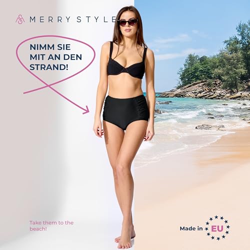 Merry Style Damen Bikinislip MS10-119 Bikinihose Bauch Weg Effekt (Schwarz (9240), 36)