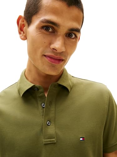 Image of Tommy Hilfiger Men's Short Sleeve Polo Shirts in Slim Fit with Stretch and Organic Pique Cotton