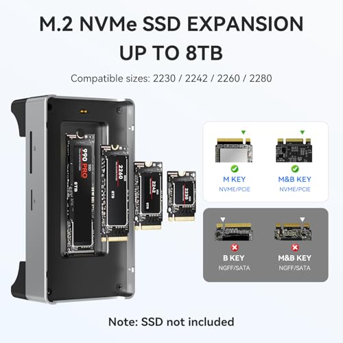 Image of ANYOYO Mac mini M4 Dock, 10Gbps 8TB NVMe M.2 SSD Enclosure, HDMI 4K@60Hz, 2xUSB-A 3.1, 2xUSB-A 2.0, SD /TF Card Reader, PD30W, Wi-Fi Signal Friendly, USB Hub with Cooling Fan for Mac mini M4&M4 Pro