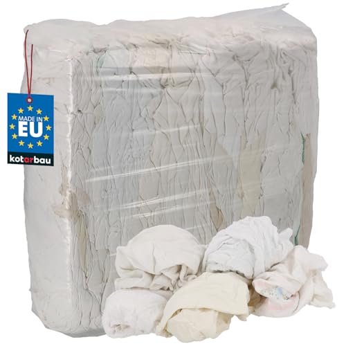 Kotarbau® - Chiffons de nettoyage en coton blanc - 10 kg - Découpés pour les besoins industriels