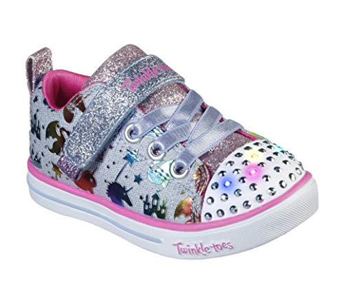 Skechers girls Sparkle Lite - Princessland Sneaker, Light Denim/Multi, 10 Toddler US