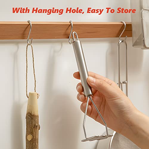 Lanueva 2 Pack Potato Masher, Stainless Steel Kitchen Mashing Tool, Food Press For Mashed Potatoes, Avocado, Veggies, Puree, Sauce, Baby Food, Dishwasher Safe (Silver) #TOP4