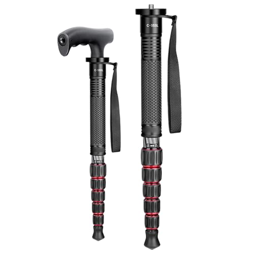 61 Inch Carbon Fiber Camera Monopod Heavy Duty Stand with 6 Section Height, Load up 10kg for Compact Cameras, Mirrorless, DSLR