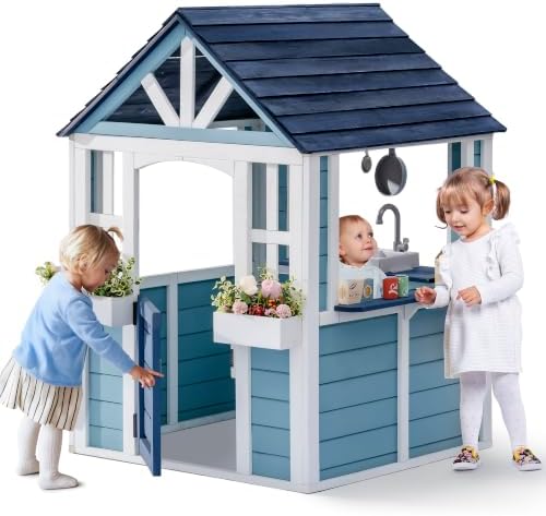 ROBUD Wooden Playhouse, Outdoor Kids Playhouse, Play House for Backyard