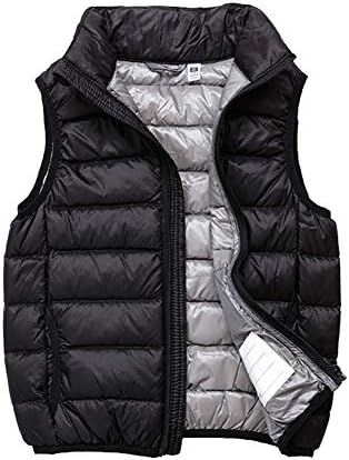 SK Studio Boys Girls' Light Weight Down Vest, Kids Lightweight Sleeveless Jacket, Boys Girls Puffer Down Vest Style 3 Black 170cm