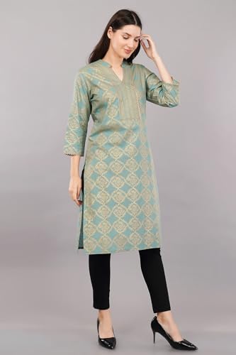 Image of SHRUTHI Women's Viscose Geometric Printed Tie-Up Neck Straight Kurta
