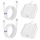 2Pack Samsung Fast Charger Plug and Cable 1M for Samsung Galaxy S25 S24 S23 S22 S21 S20 A32 A33 A34 A35 A36 A53 A54 A55 A56 A52 A17 A16 A25 A26 A22 A23 A24, USB C Charging Plug and USBC to Type C Lead