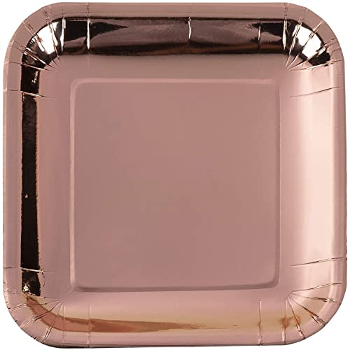 Juvale Disposable Plates - 48-Pack Square Paper Plates Party Supplies For Appetizer, Lunch, Dinner, And Dessert, Birthday Party, Metallic Rose Gold Foil, 7 X 7 Inches #TOP4