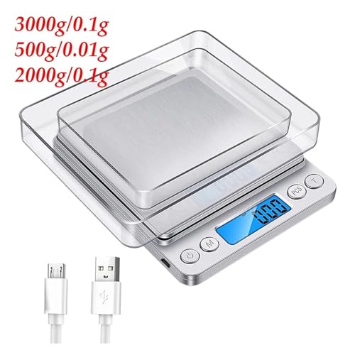 Báscula digital pequeña con precisión 0.01g 2kg/3kg/500g miniatura 3
