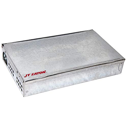 JT Eaton 420 Repeater trampa para ratones de perfil bajo con tapa de acero sólido, 10-1/4 pulgadas de largo x 6-1/4 pulgadas de ancho x 2-7/8 pulgadas de alto (caja de 12)