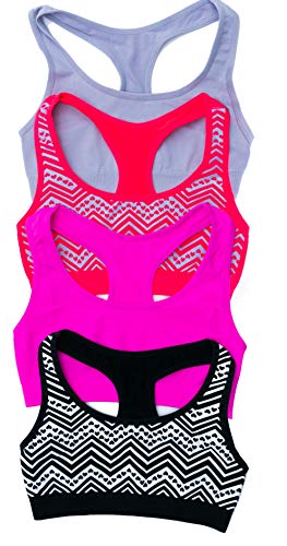 Just Love Girls Bras / Seamless Crop Sports Bra for Girls 4 Pack With Heart Print Small / 32A