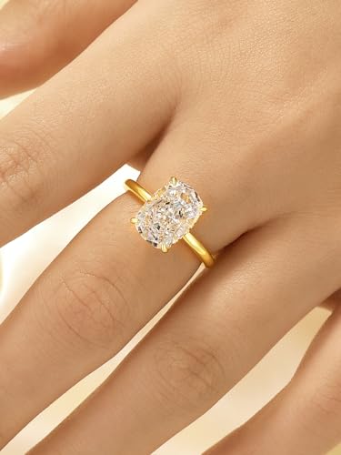 4.5CT 5A Grade Cushion Cut Zirconia Engagement Ring for Women, 18K White Gold Plated Sterling Silver Promise Ring3