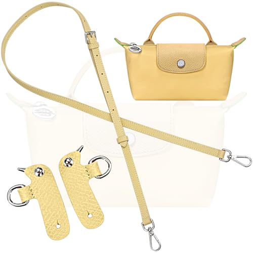 Image of Bag Leather Strap Replacement Crossbody Shoulder Straps for MINI Pouch, No Damage Conversion Kits Accessories (MINI-Wheat Yellow-S)