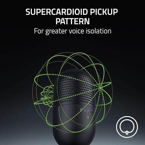 Image of Razer Seiren V3 Mini USB Microphone: Condenser Mic - Supercardioid Pickup Pattern - Tap-to-Mute Sensor with LED Indicator - Shock Absorber - Ultra Compact - PC, Discord, OBS Studio, XSplit - Black