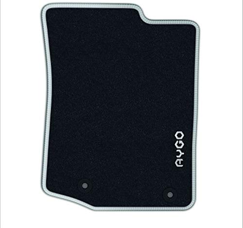 Tapis de sol Toyota Aygo 2014 à 2017 moquette anthracite et liseré argent avant arrière