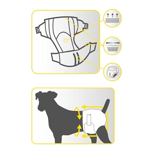 Croci Dog Nappy Windelhöschen für weibliche Hunde, Größe S, hygienische Windel für Zyklus und Pfeifen, geruchshemmend, Einwegwindel, verstellbarer Klebeverschluss, 14 Stück