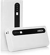 Aibocn Power Bank 10,000mAh Phone Portable Charger with Flashlight (White+Black)