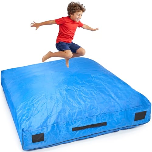 SaferBounce Crash Pad for Kids Sensory | Big 5Ft x 5Ft Or 3Ft x 4Ft | Autism Sensory Crash Mat for Jumping & Play | Crashpad | Soft Foam Landing Pad for Kids | Giant Pillow Mat | Climbing & Gymnastics